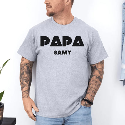 Printify Personalisierbares Papa T-Shirt mit Namen T-Shirt Papa Design 1 Athletic Heather