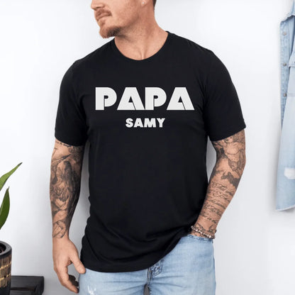 Printify Personalisierbares Papa T-Shirt mit Namen T-Shirt Papa Design 1 Black