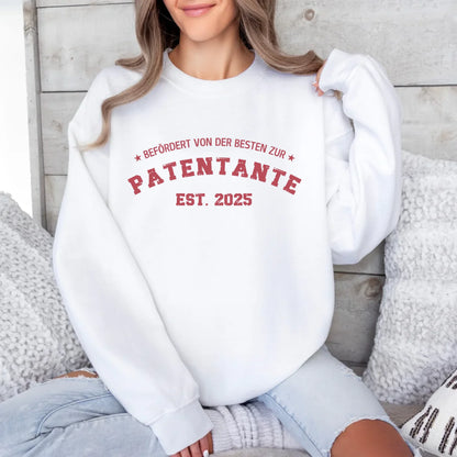 Printify 1Personalisierbares Sweatshirt befördert zur Patentante Sweatshirts befördert zur Patentante White