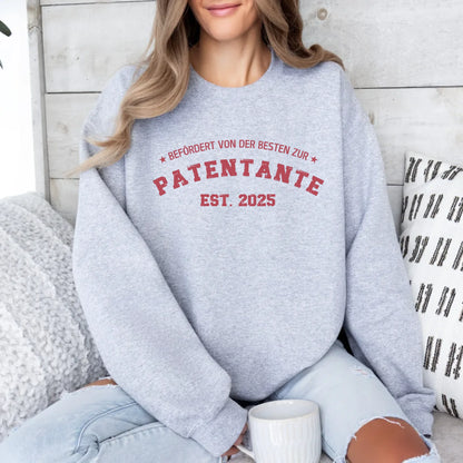 Printify 1Personalisierbares Sweatshirt befördert zur Patentante Sweatshirts befördert zur Patentante Sport Grey