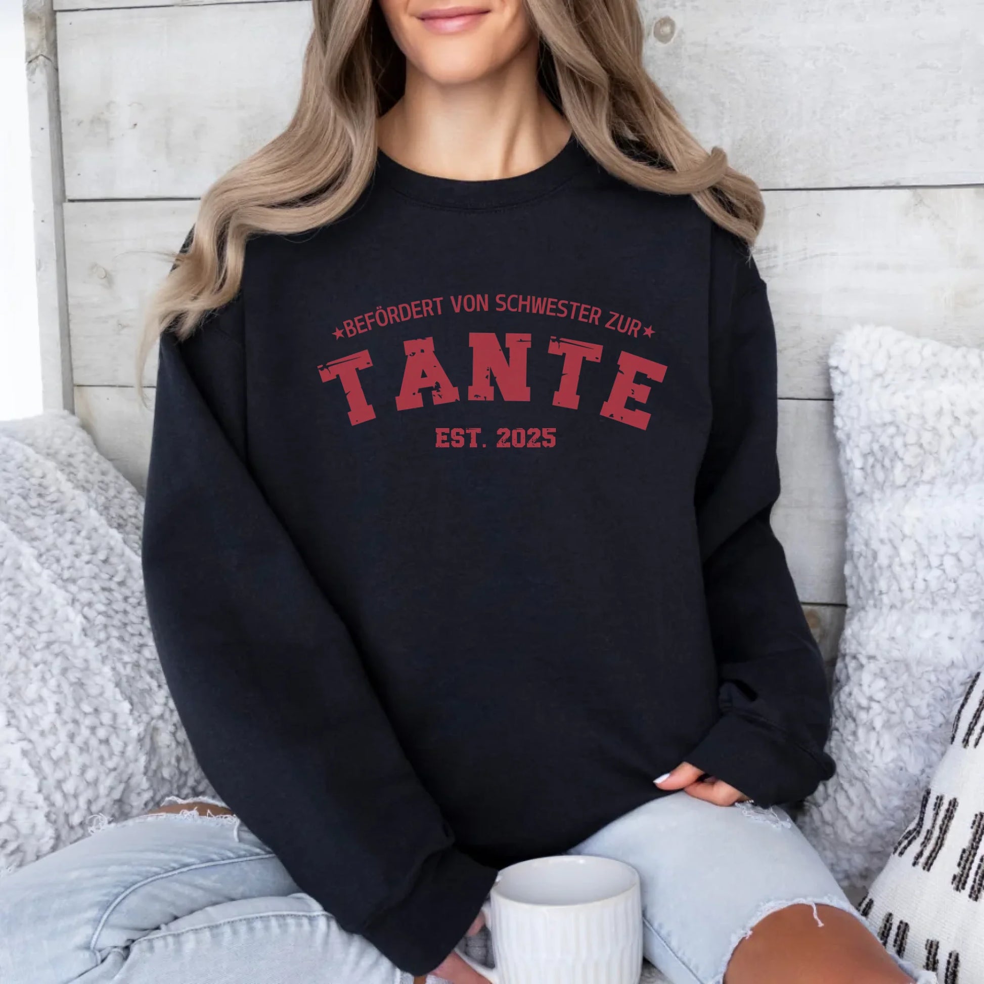 Printify 1Personalisierbares Sweatshirt befördert zur Tante Sweatshirts befördert zur Tante Black