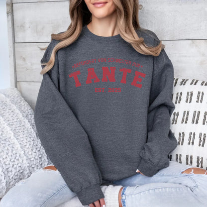 Printify 1Personalisierbares Sweatshirt befördert zur Tante Sweatshirts befördert zur Tante Dark Heather