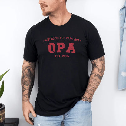 Printify Personalisierbares T-Shirt Befördert zum Opa T-Shirt Befördert zum Opa Black