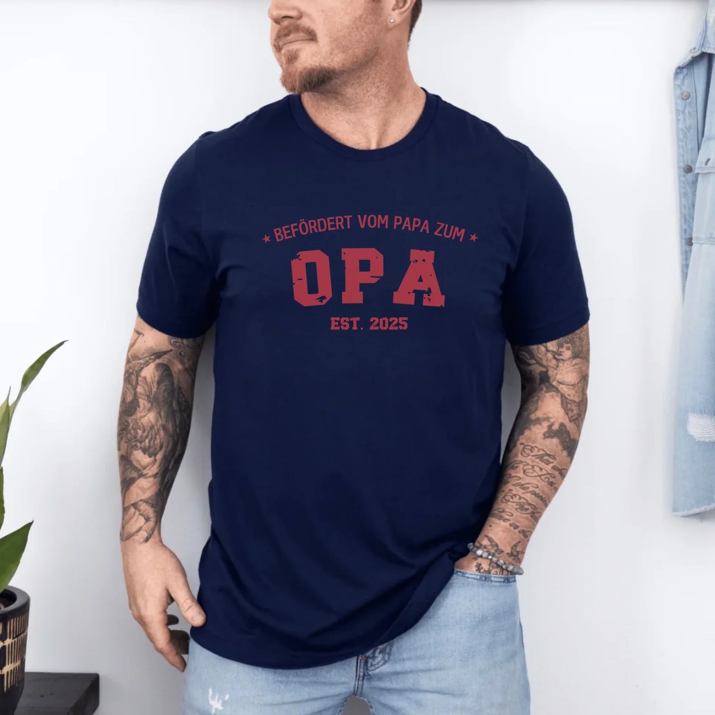 Printify Personalisierbares T-Shirt Befördert zum Opa T-Shirt Befördert zum Opa Navy