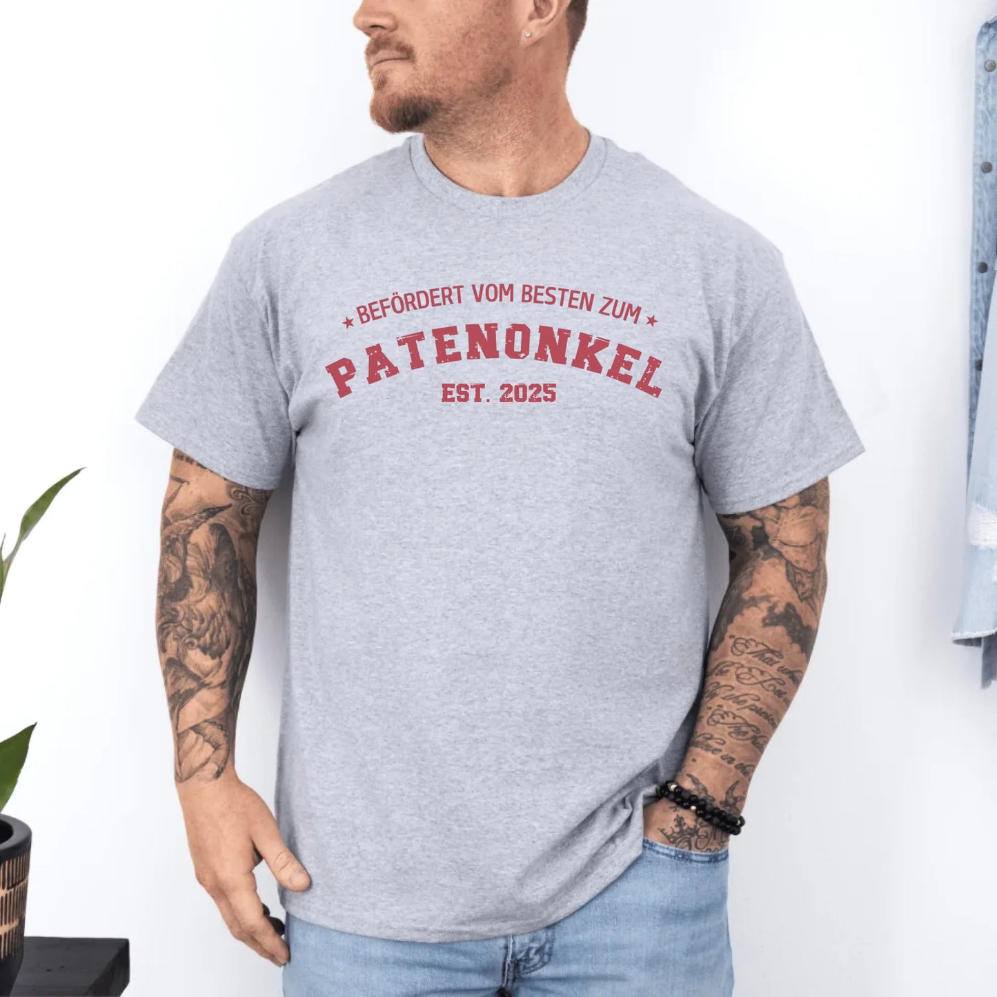 Printify Personalisierbares T-Shirt Befördert zum Patenonkel T-Shirt Befördert zum Patenonkel Athletic Heather