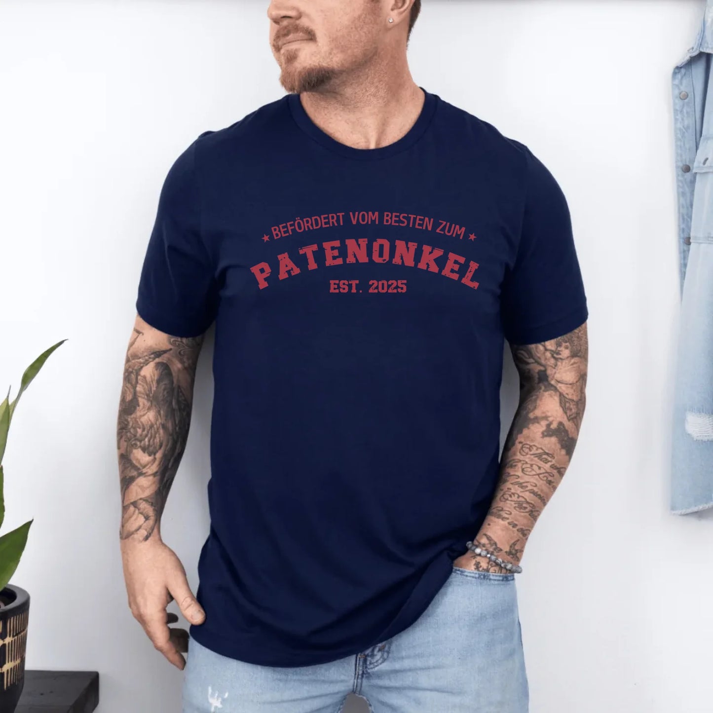 Printify Personalisierbares T-Shirt Befördert zum Patenonkel T-Shirt Befördert zum Patenonkel Navy