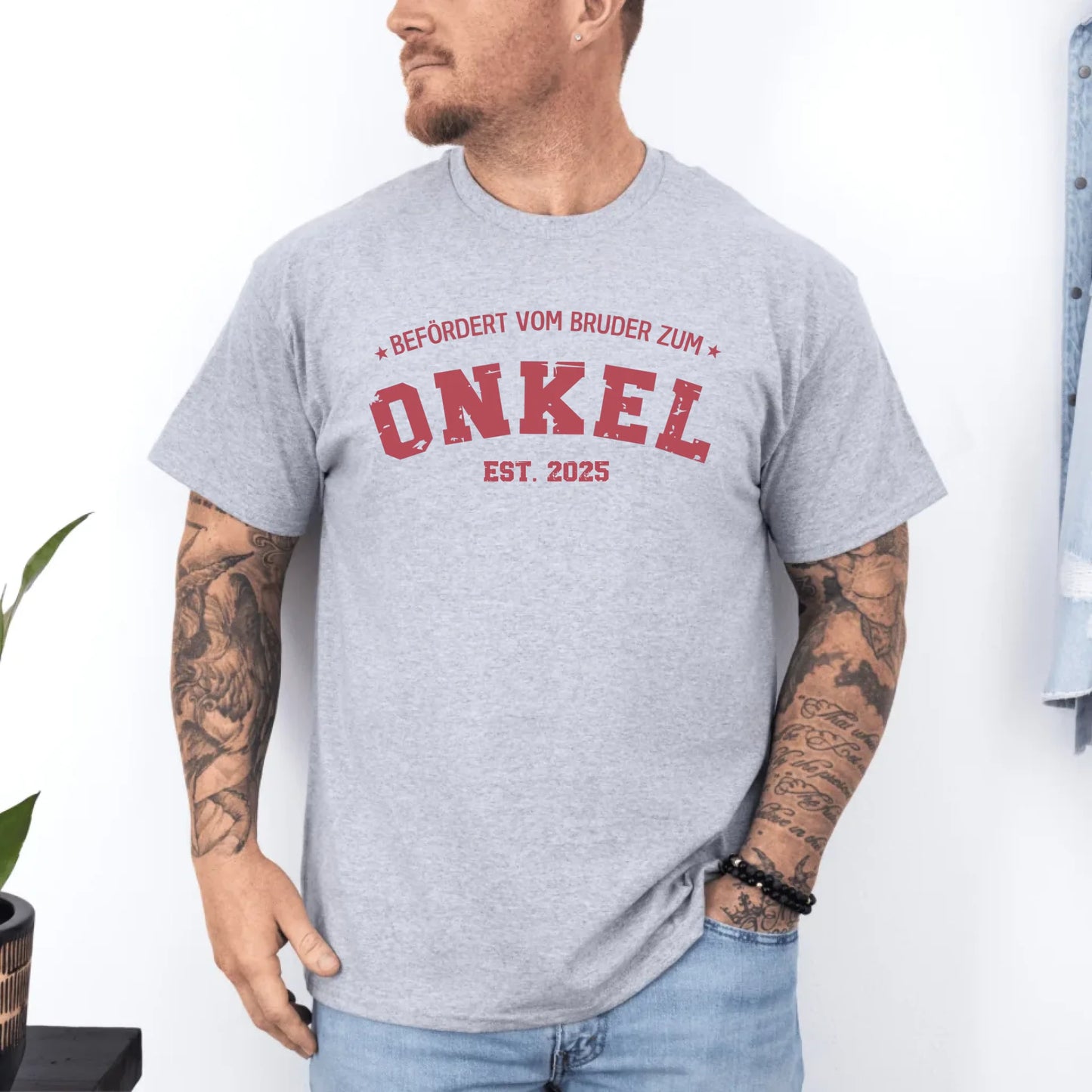 Printify Personalisierbares T-Shirt Befördert zum Onkel T-Shirt Befördert zum Onkel Athletic Heather