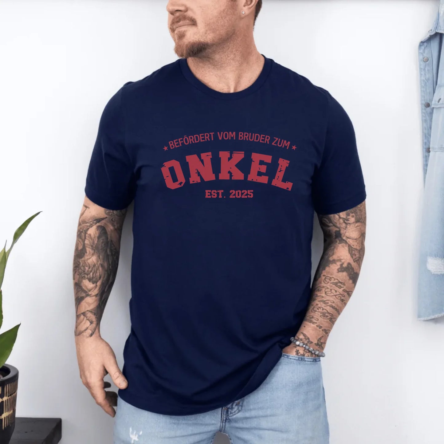 Printify Personalisierbares T-Shirt Befördert zum Onkel T-Shirt Befördert zum Onkel Navy