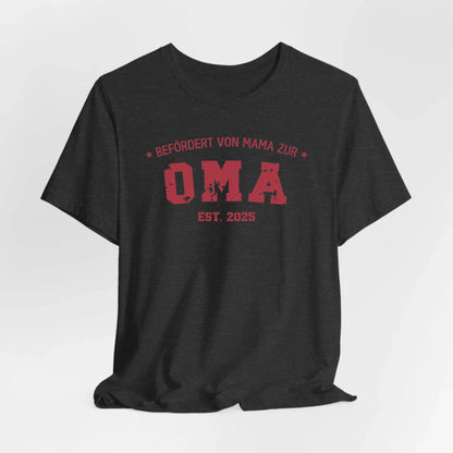 Printify Personalisierbares T-Shirt Befördert zur Oma T-Shirt Befördert zur Oma Dark Grey Heather