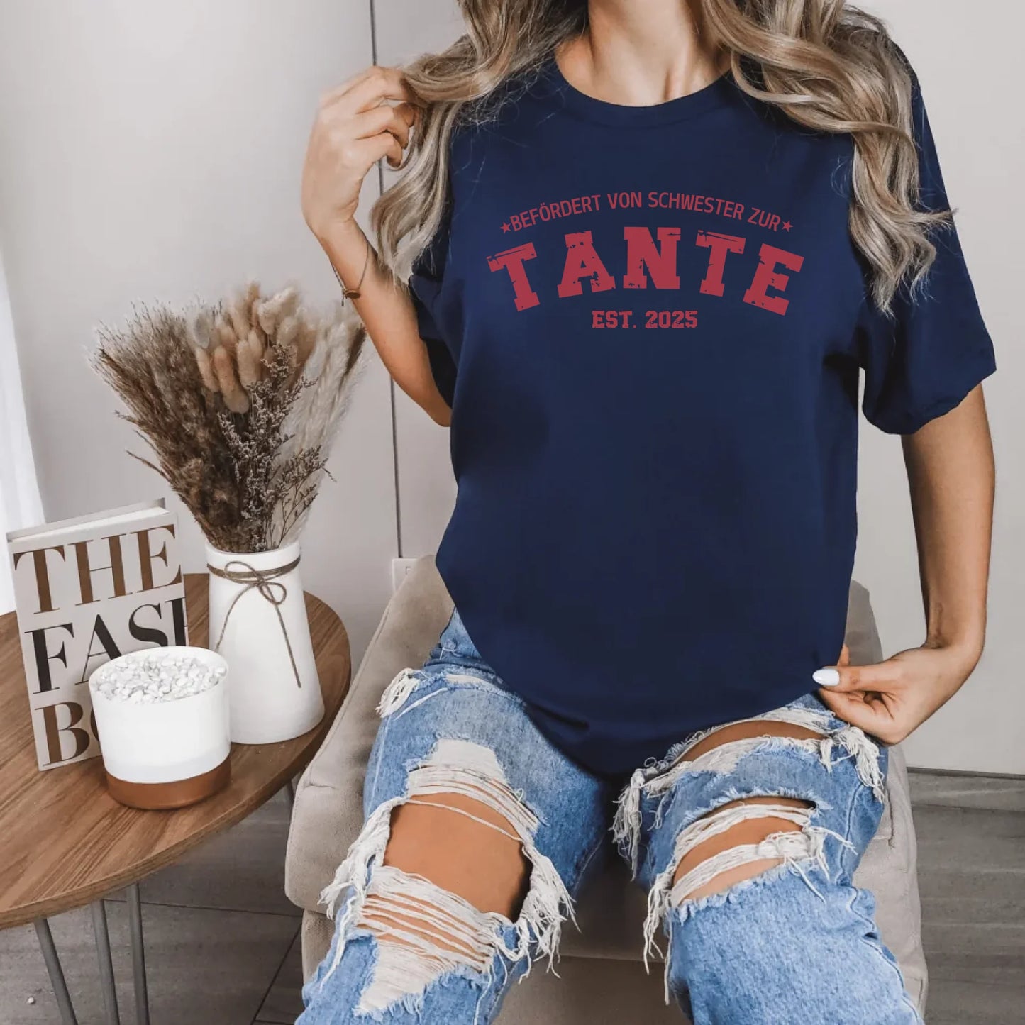 Printify Personalisierbares T-Shirt befördert zur Tante T-Shirt Befördert zur Tante girl Navy