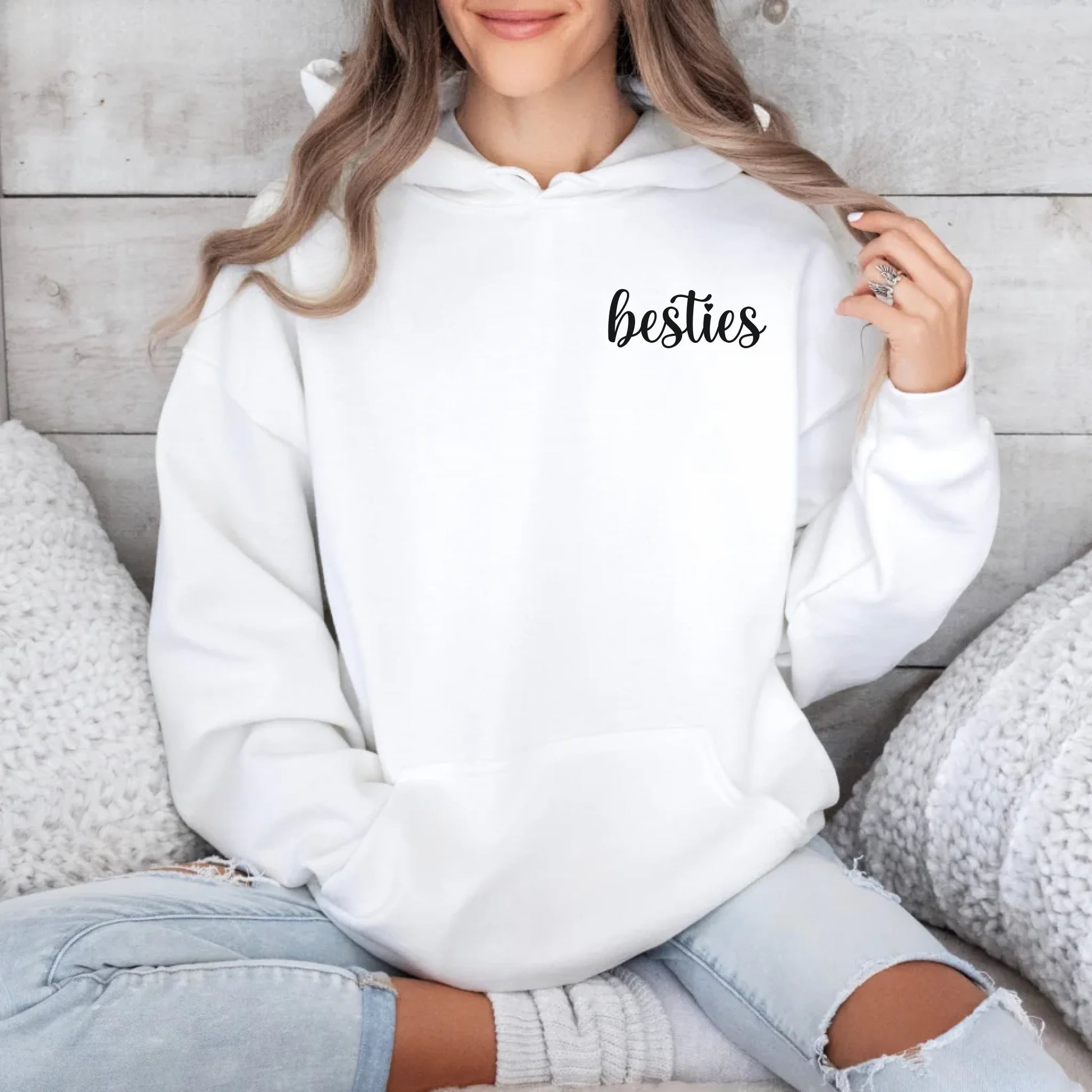 Printify Hoodie Bestie Personalisierbar Hoodie Bestie 8 White