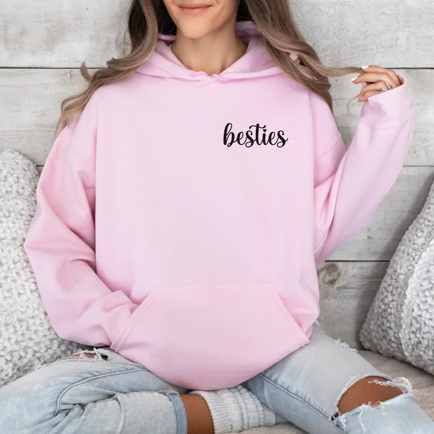 Printify Hoodie Bestie Personalisierbar Hoodie Bestie 8 Light Pink