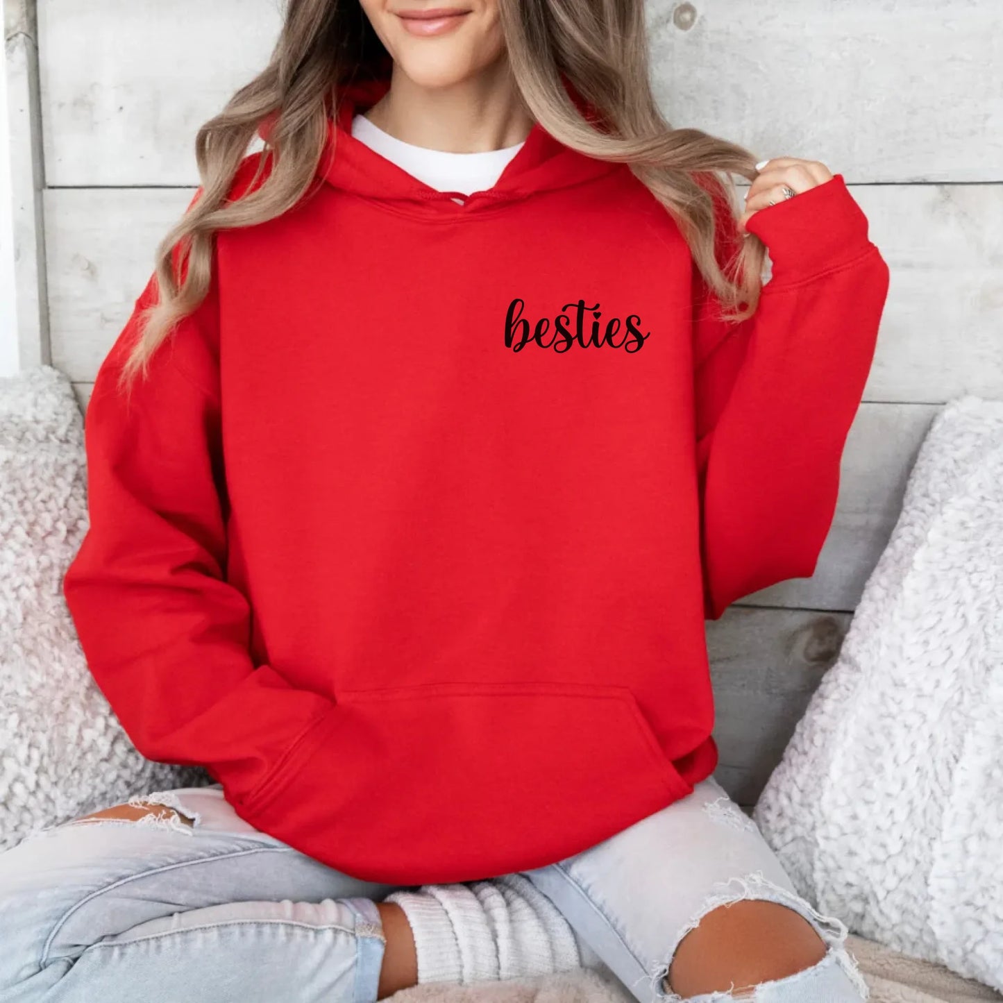 Printify Hoodie Bestie Personalisierbar Hoodie Bestie 8 Red