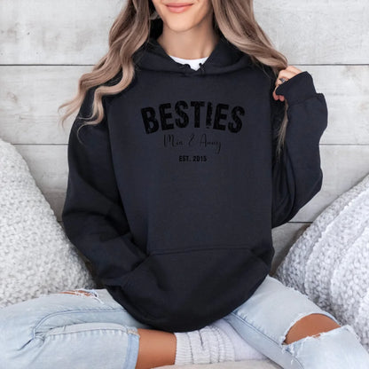 Printify Bestie Hoodie Personalisierbar mit Namen und Datum Hoodie Bestie 7 Black