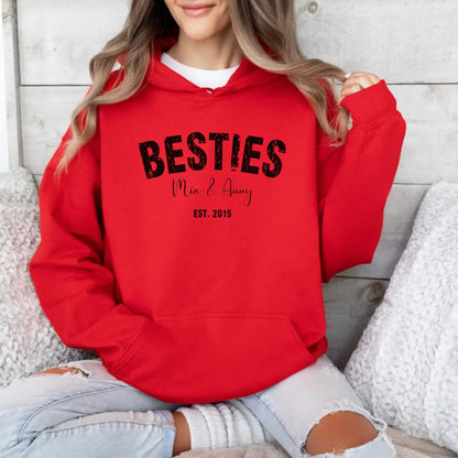 Printify Bestie Hoodie Personalisierbar mit Namen und Datum Hoodie Bestie 7 Red
