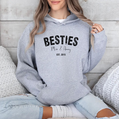 Printify Bestie Hoodie Personalisierbar mit Namen und Datum Hoodie Bestie 7 Sport Grey