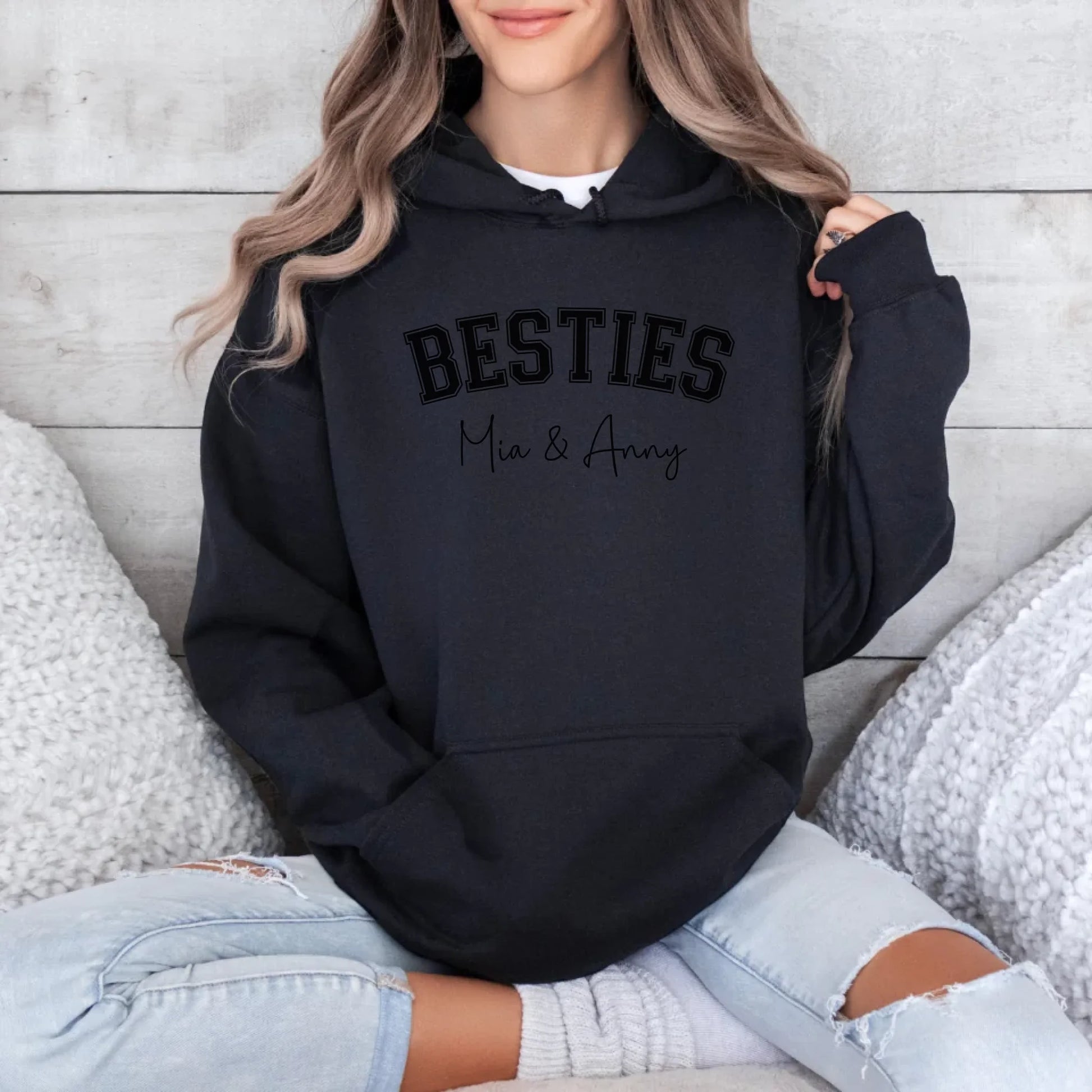 Printify Hoodie Bestie personalisierbar mit Namen Hoodie Bestie 6 Black