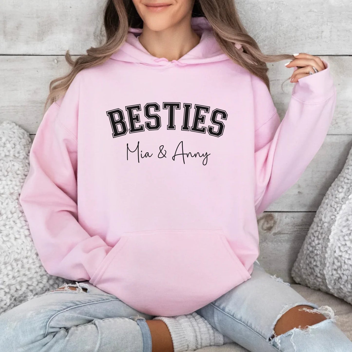Printify Hoodie Bestie personalisierbar mit Namen Hoodie Bestie 6 Light Pink