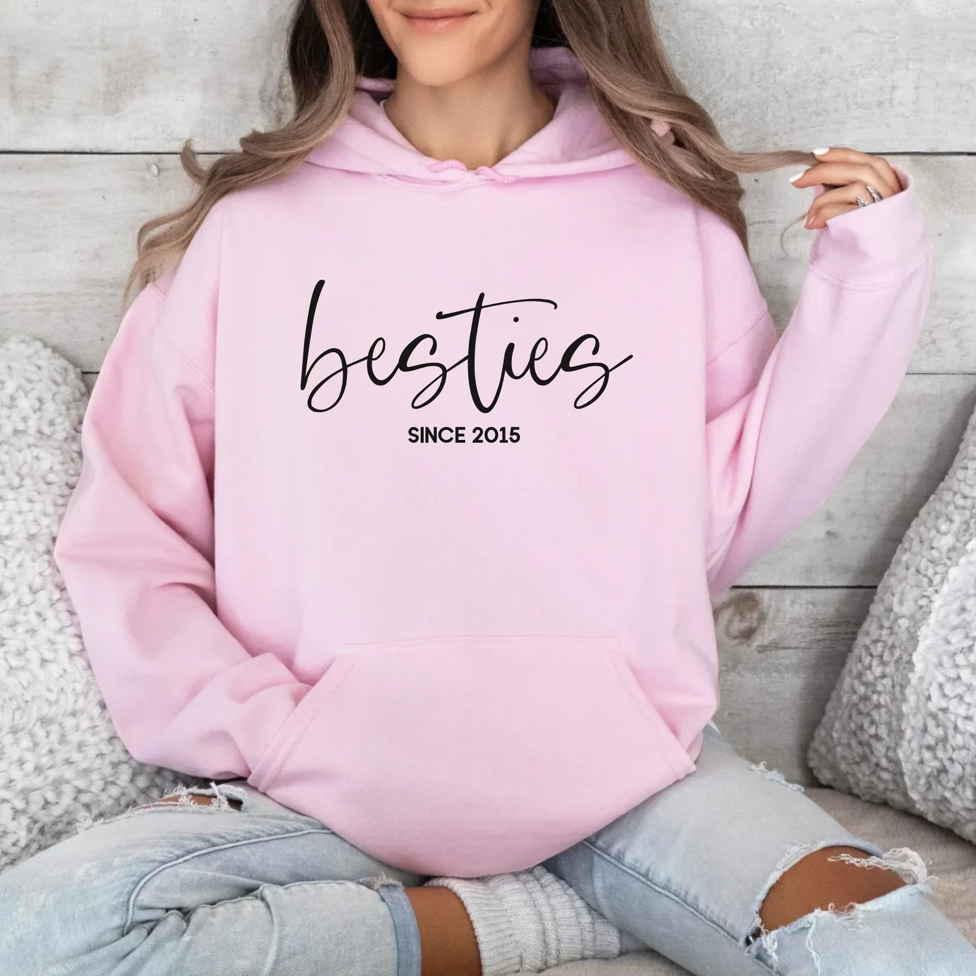 Printify Personalisierbarer Hoodie für Freundinnen Hoodie Bestie 5 Light Pink
