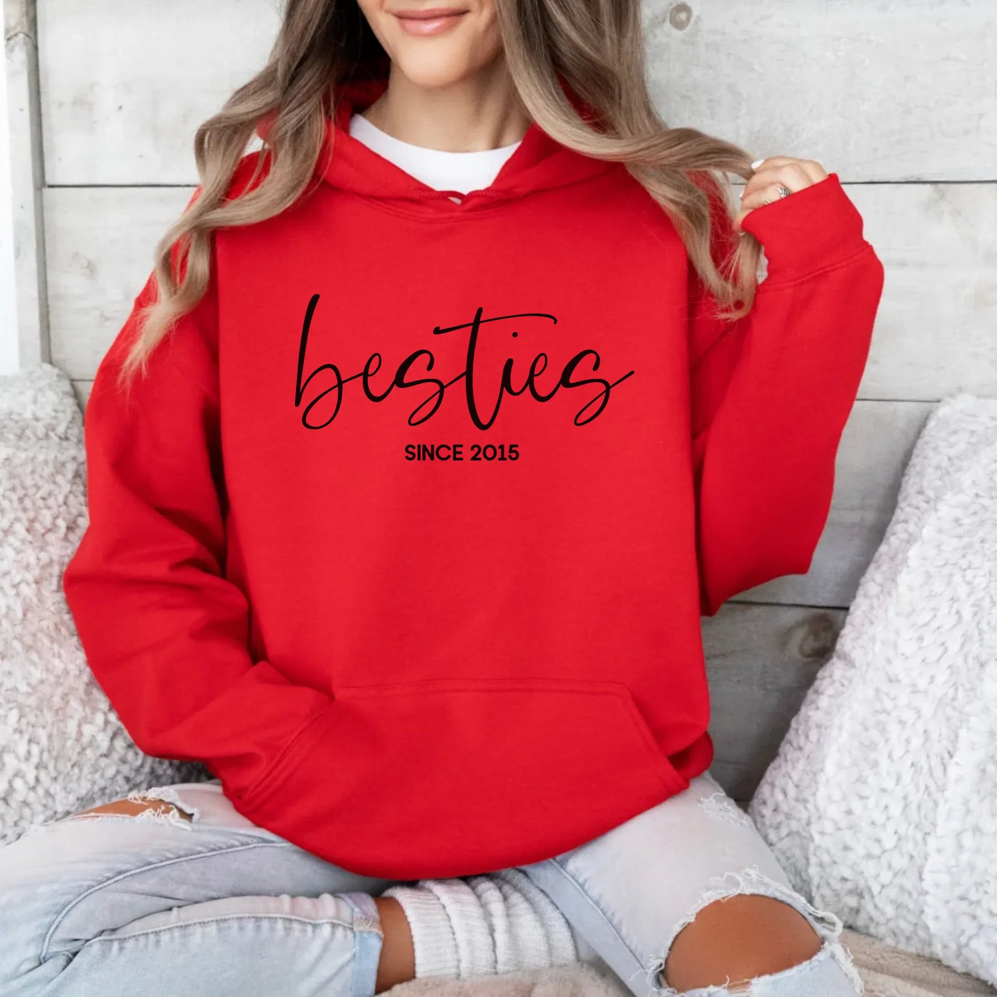 Printify Personalisierbarer Hoodie für Freundinnen Hoodie Bestie 5 Red
