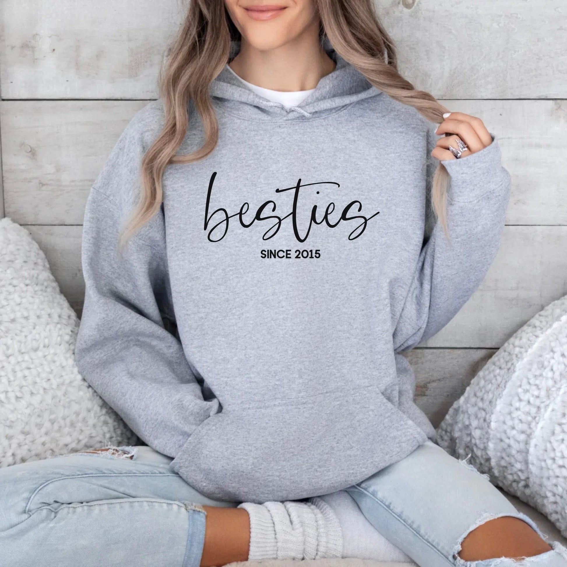 Printify Personalisierbarer Hoodie für Freundinnen Hoodie Bestie 5 Sport Grey