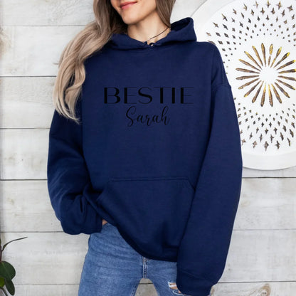 mamagibt Personalisierbarer Hoodie Bestie mit Name Hoodie Bestie 2 Navy