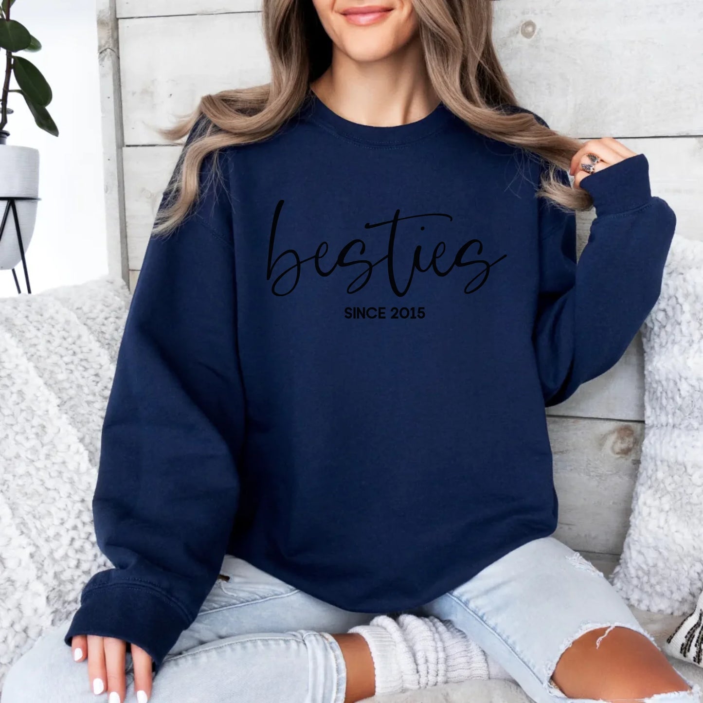 mamagibt Personalisiertes Sweatshirt für Freundinnen Sweatshirts Bestie 5 Navy