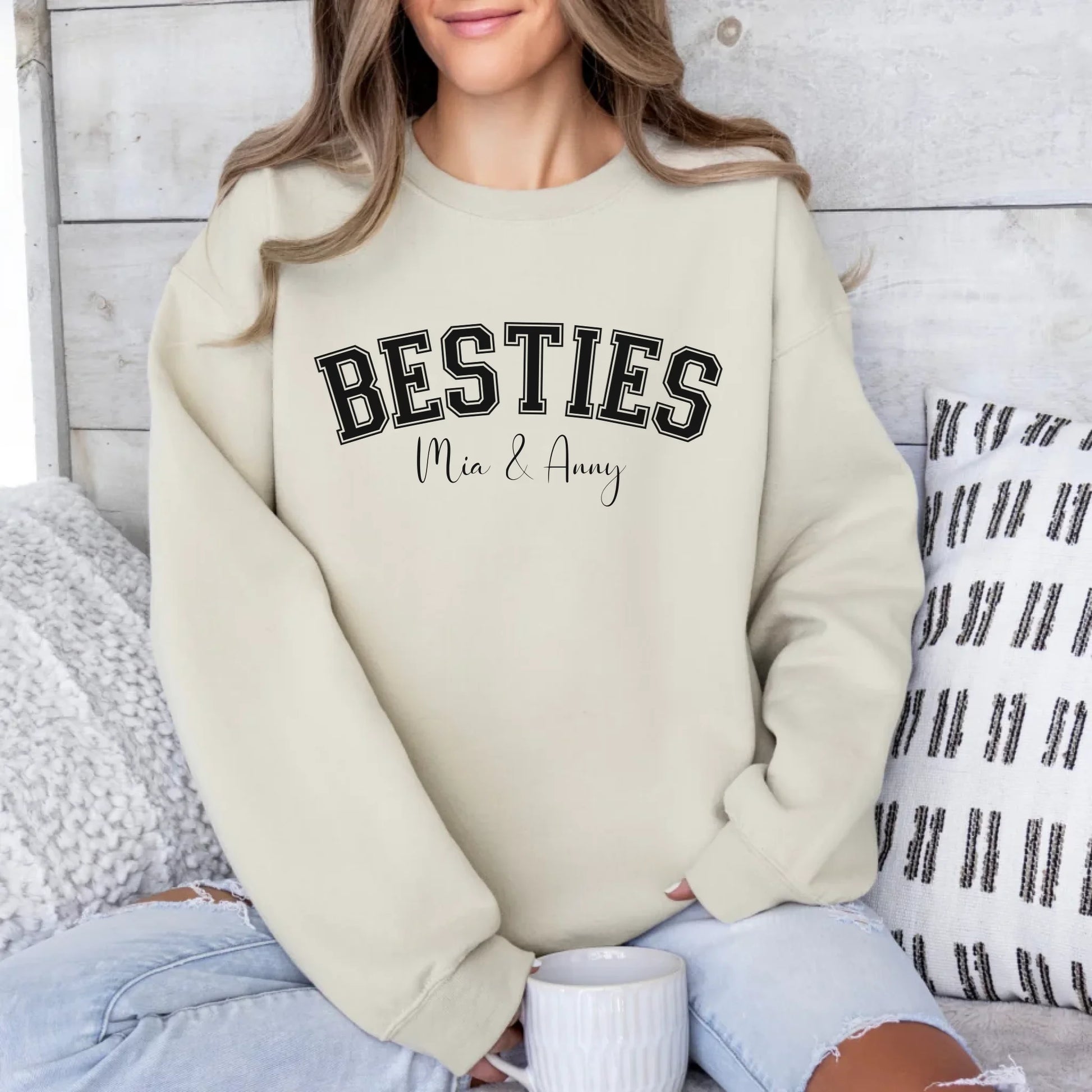 mamagibt Sweatshirt Bestie personalisierbar mit Namen Sweatshirts Bestie 3 Sand