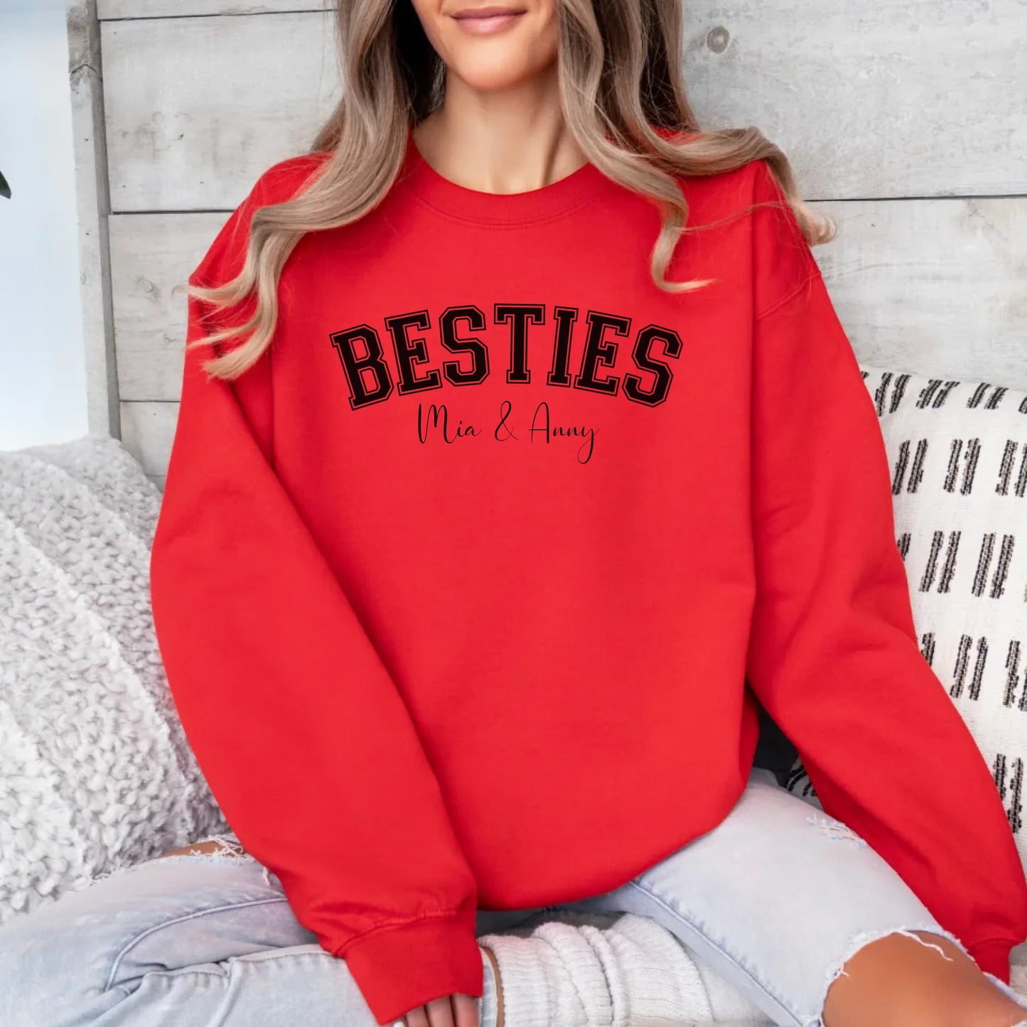 mamagibt Sweatshirt Bestie personalisierbar mit Namen Sweatshirts Bestie 3 Red