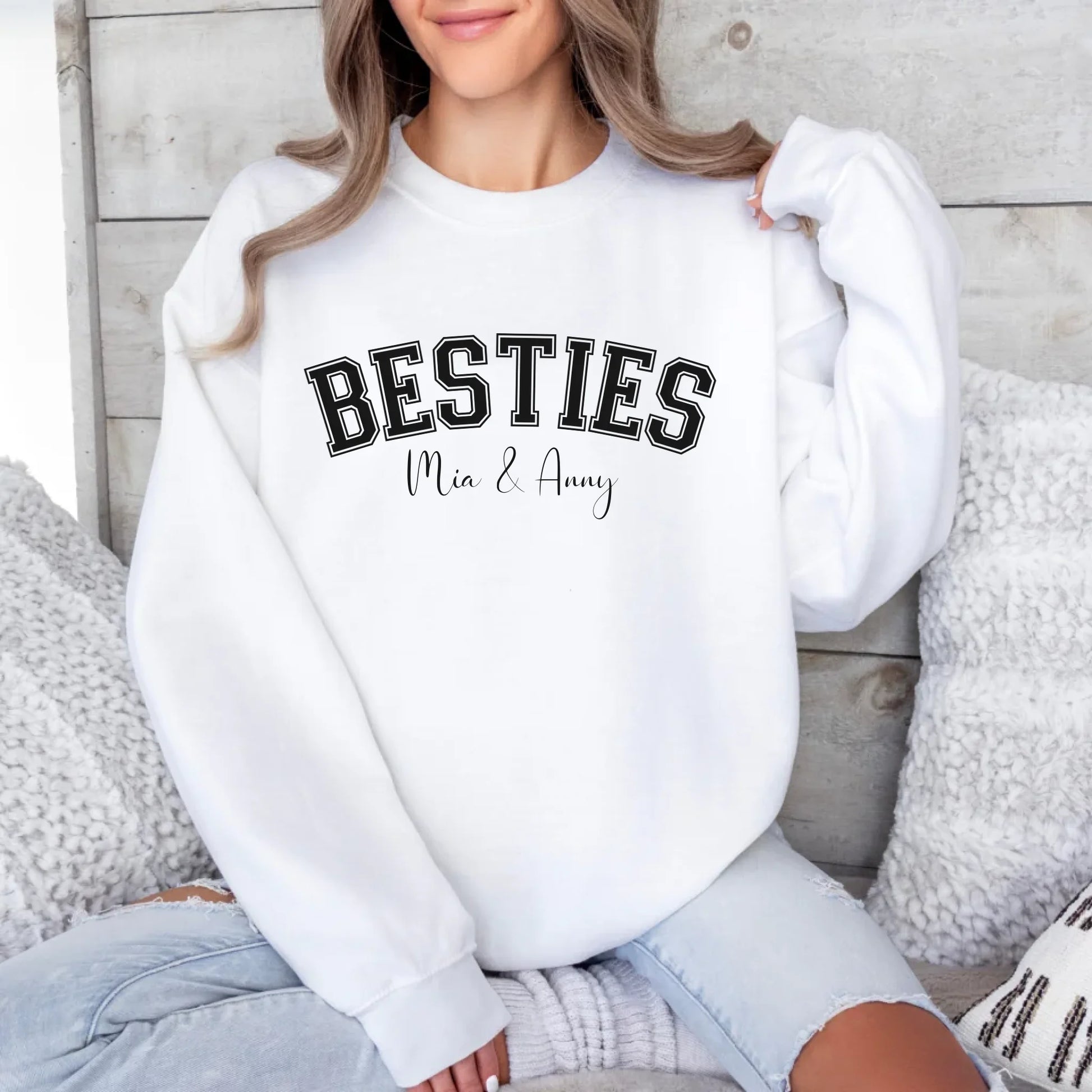 mamagibt Sweatshirt Bestie personalisierbar mit Namen Sweatshirts Bestie 3 White
