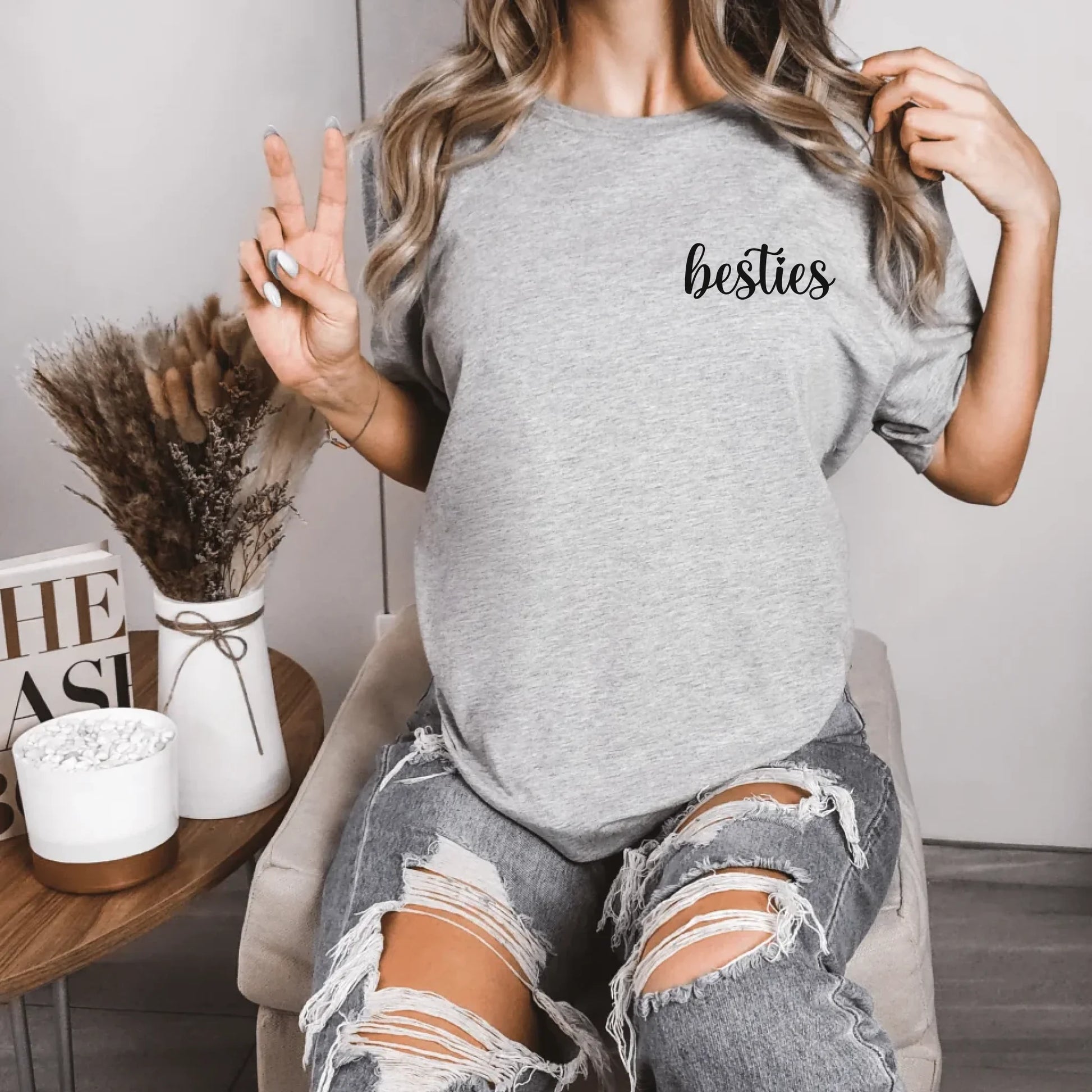 mamagibt T-Shirt Bestie Personalisierbar Bestie T-Shirt 7 Athletic Heather