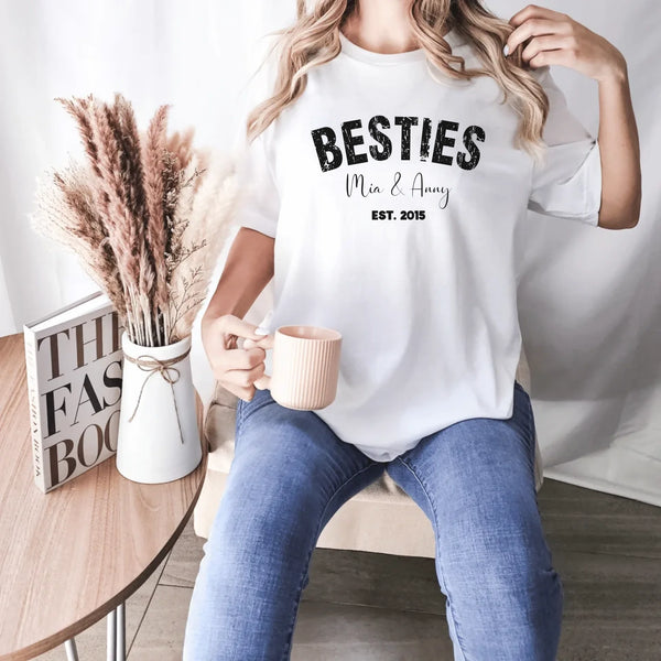 Bestie T-Shirt Personalisierbar mit Namen und Datum
