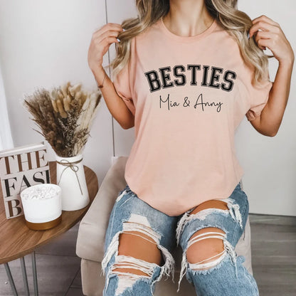 mamagibt T-Shirt Bestie personalisierbar mit Namen Bestie T-Shirt 3 Heather Peach