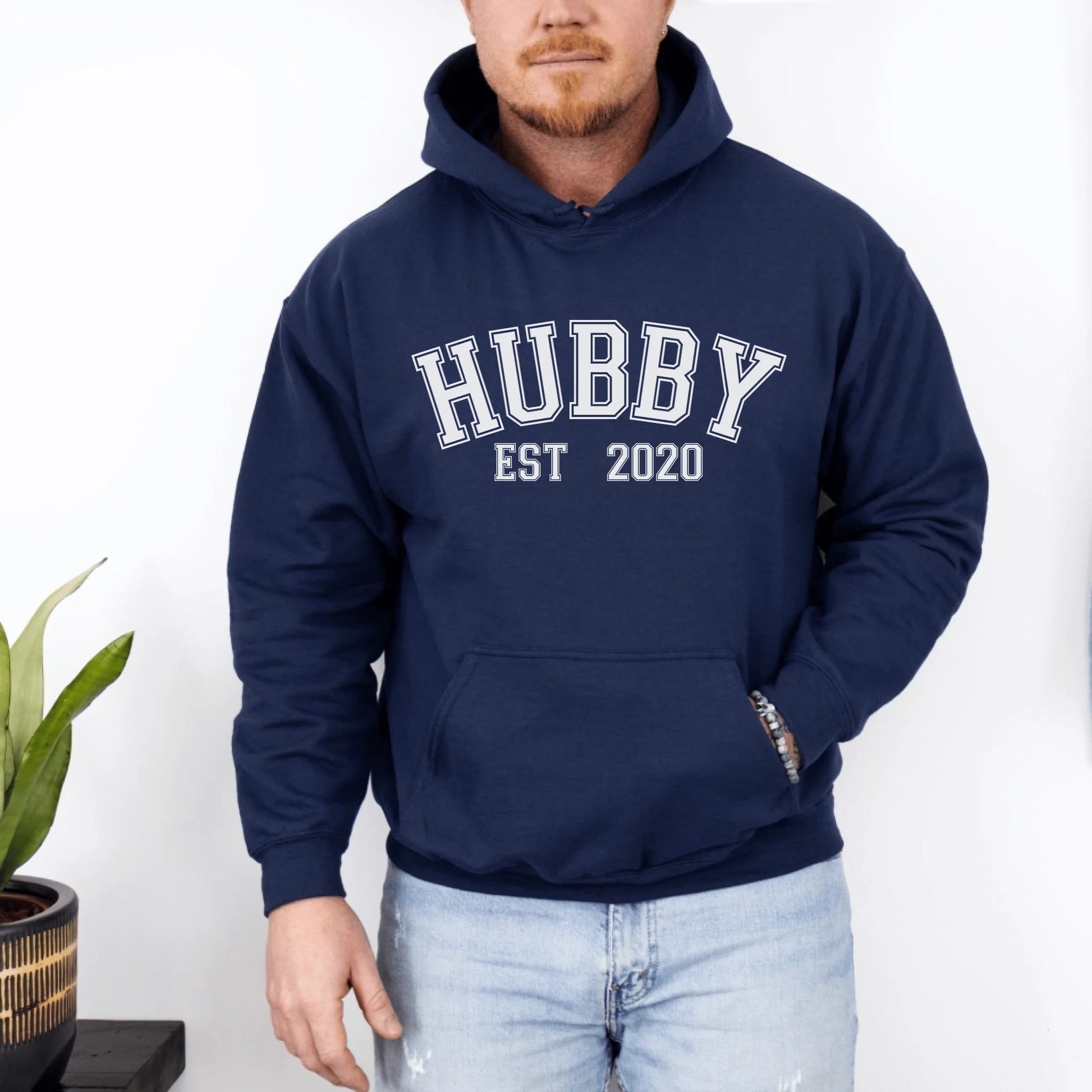 mamagibt Partner Hoodie personalisiert mit Datum Hubby Hoodie Couple hubby Sport Navy