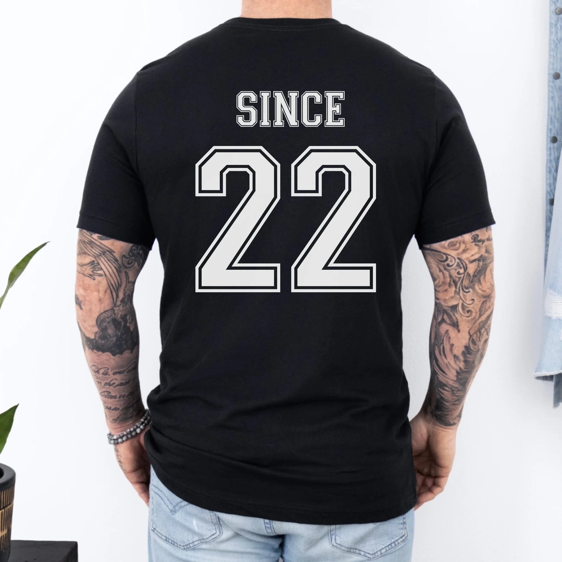 mamagibt Personalisiertes Partner T-Shirt mit Datum Hubby T-Shirt Couple hubby since Black