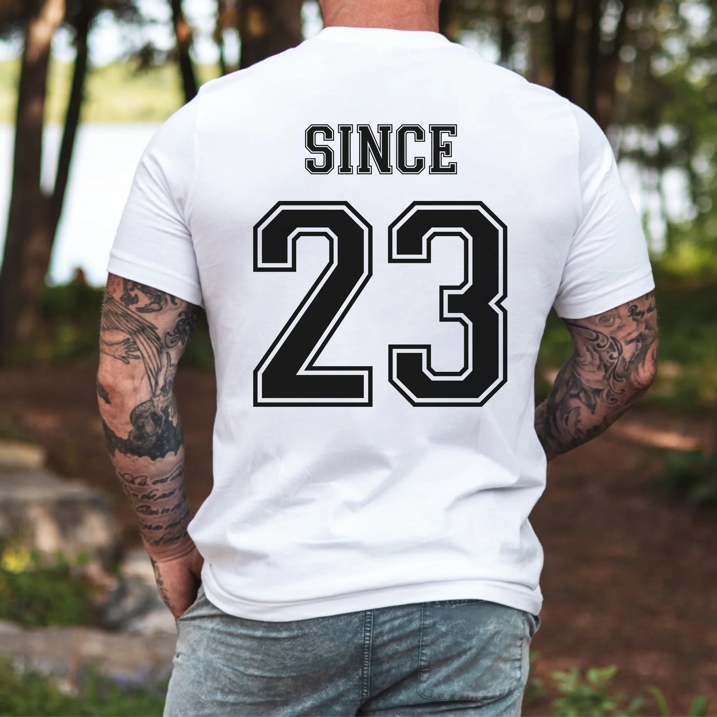 mamagibt Personalisiertes Partner T-Shirt mit Datum Hubby T-Shirt Couple hubby since White