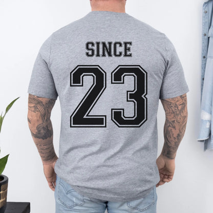 mamagibt Personalisiertes Partner T-Shirt mit Datum Hubby T-Shirt Couple hubby since Athletic Heather