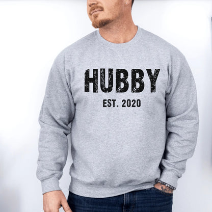 mamagibt Partner Sweatshirt mit Datum personalisiert Hubby Sweatshirt Couple Hubby grunge Sport Grey