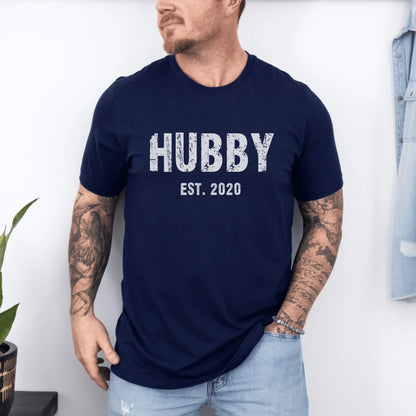 mamagibt Partner T-Shirt mit Datum personalisiert Hubby T-Shirt Couple Hubby Grunge Navy