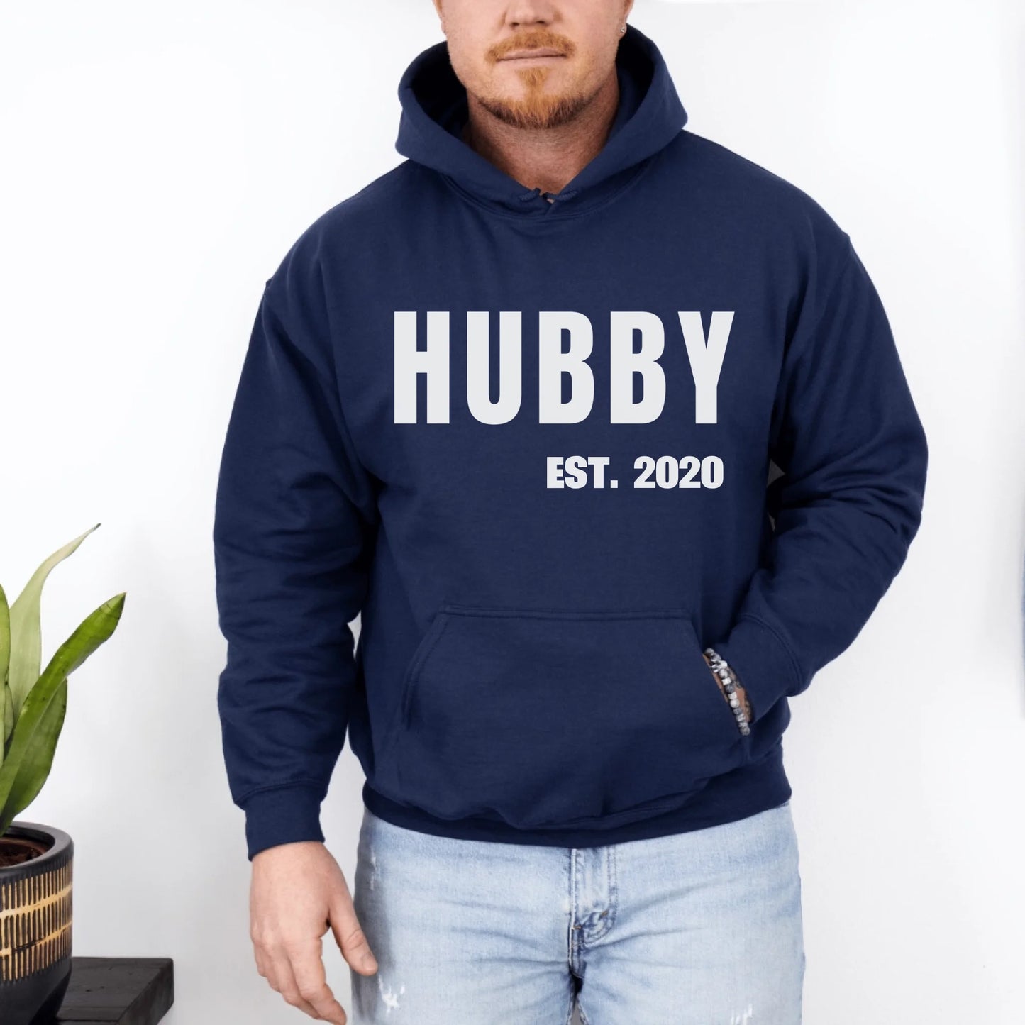 mamagibt Personalisierter Partner Hoodie Hubby Hoodie Couple hubby mit Datum Navy