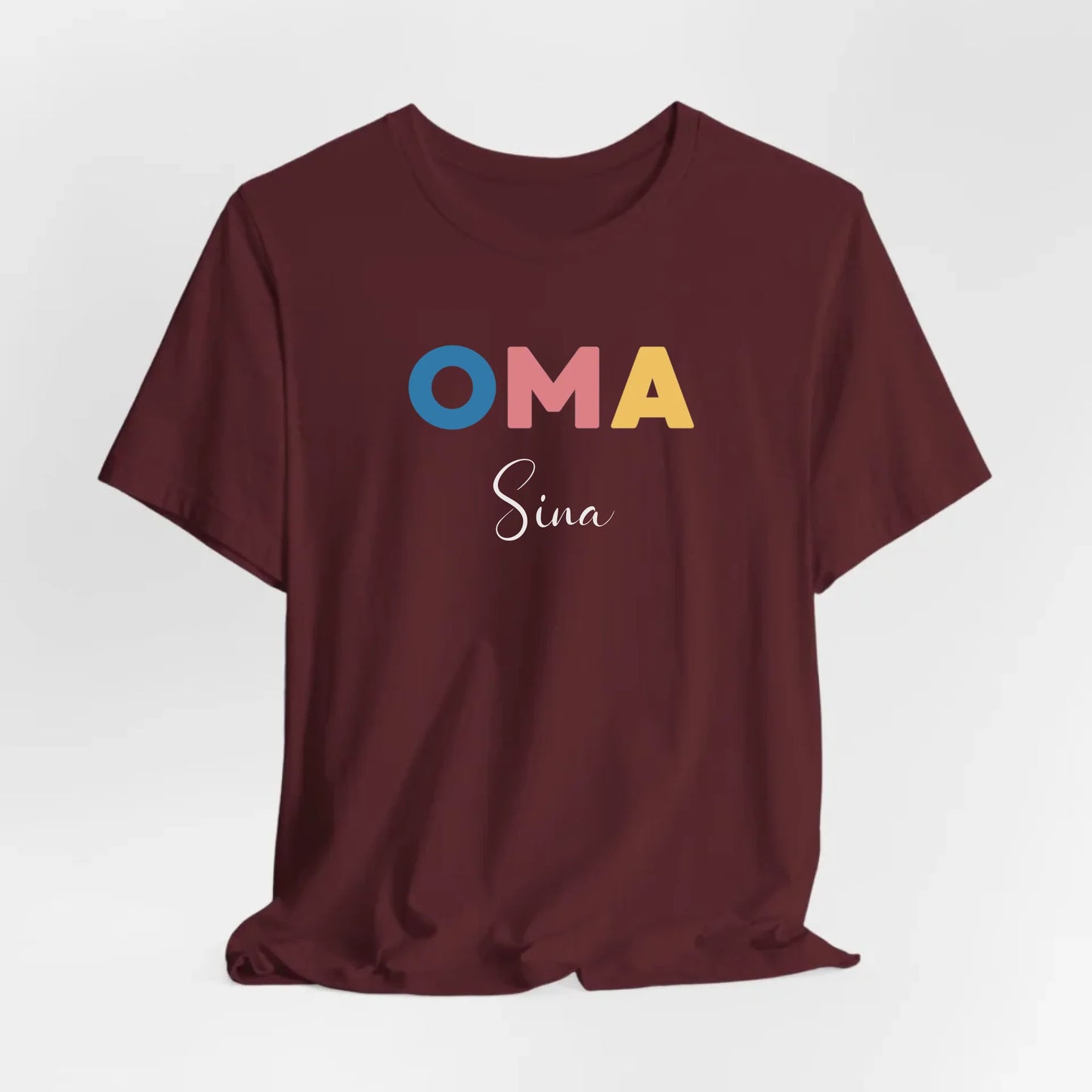 Printify Buntes personalisierbares Oma T-Shirt mit Namen T-Shirt Oma Design 9 Maroon