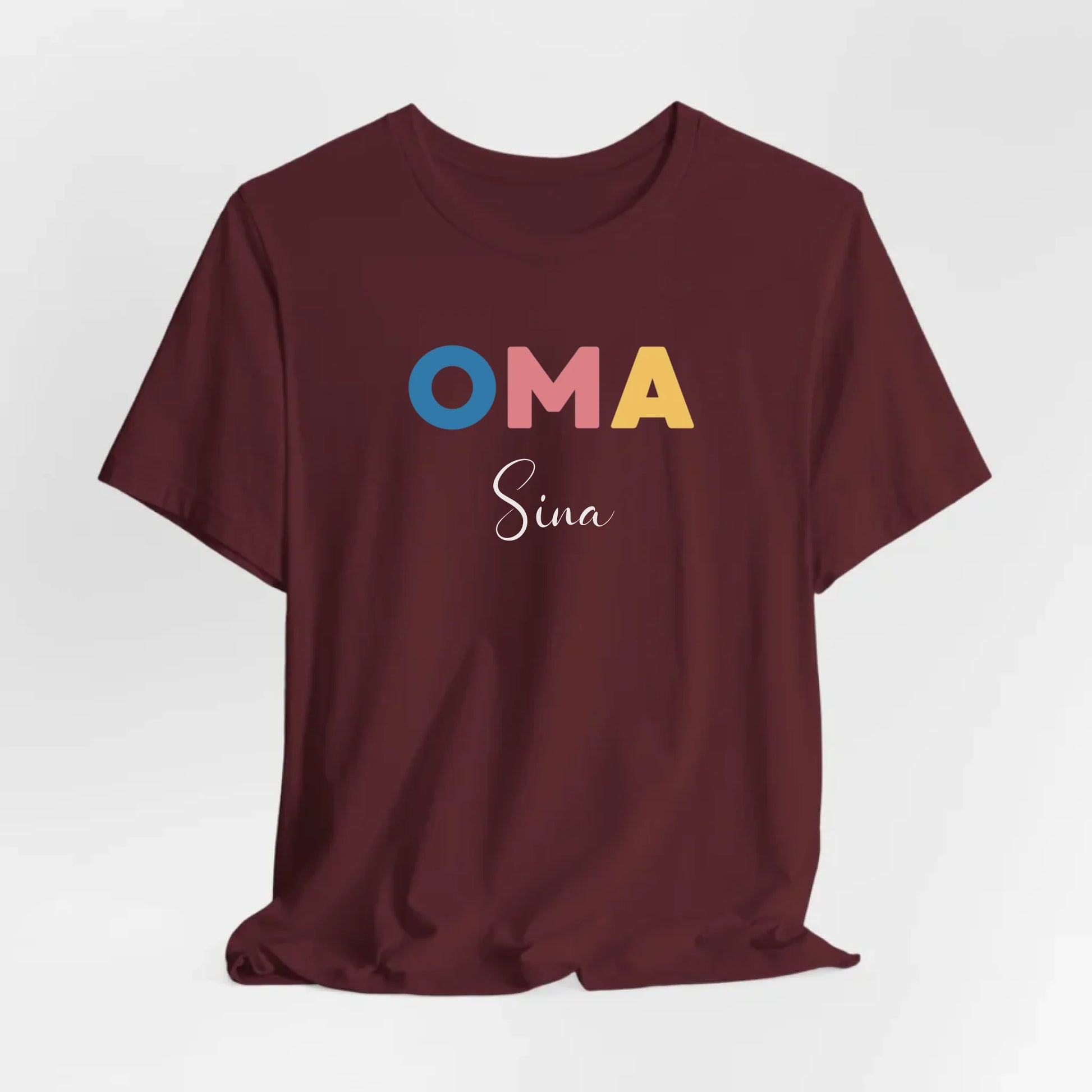 Printify Buntes personalisierbares Oma T-Shirt mit Namen T-Shirt Oma Design 9 Maroon