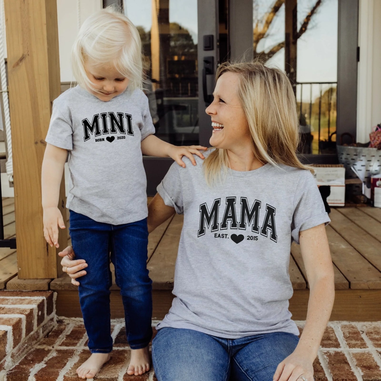 mamagibt T-Shirt Mama und Mini Schwarz T-Shirt Mama und Mini Schwarz Sport Grey