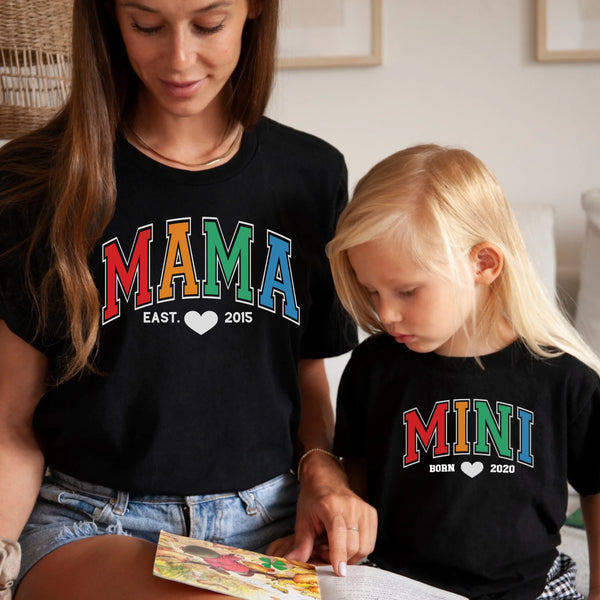 T-Shirt Mama und Mini Bunt
