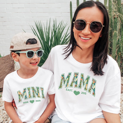 mamagibt T-Shirt Mama und Mini Dschungel T-Shirt Mama und Mini Dschungel White