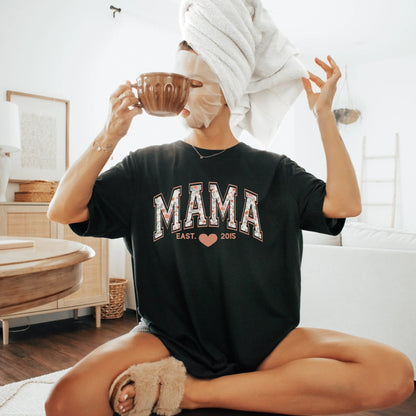 mamagibt T-Shirt Mama und Mini Blumen T-Shirt Mama und Mini Basis copy Black