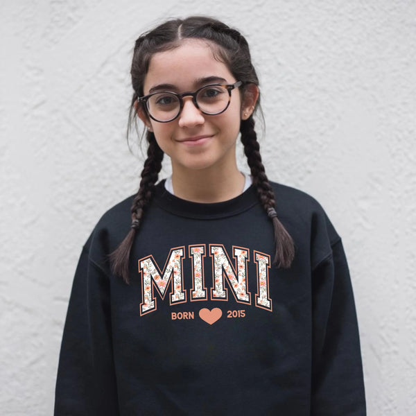 Sweatshirt Kinder Mama und Mini Blumen