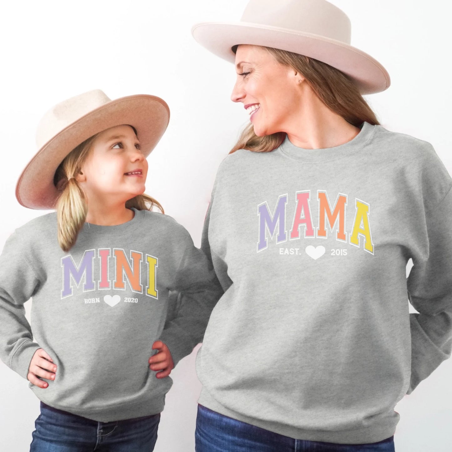 mamagibt Sweatshirt Mama und Mini Pastell Sweatshirt Mama und Mini Pastell Sport Grey