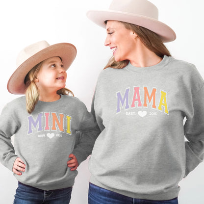 mamagibt Sweatshirt Mama und Mini Pastell Sweatshirt Mama und Mini Pastell Sport Grey