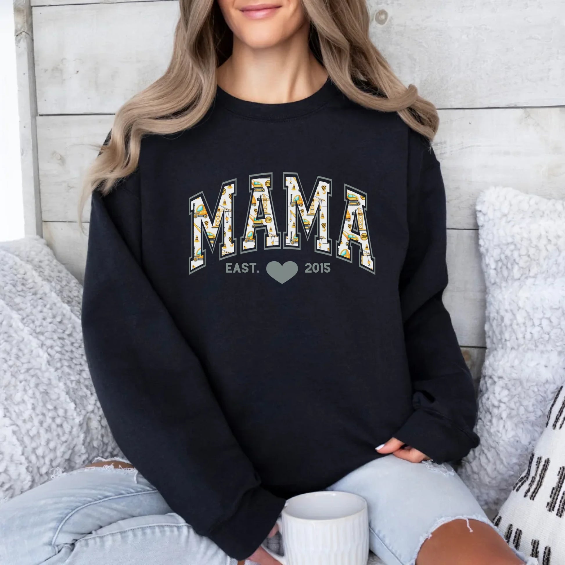 mamagibt Sweatshirt Mama und Mini Bagger Sweatshirt Mama und Mini Bagger Black